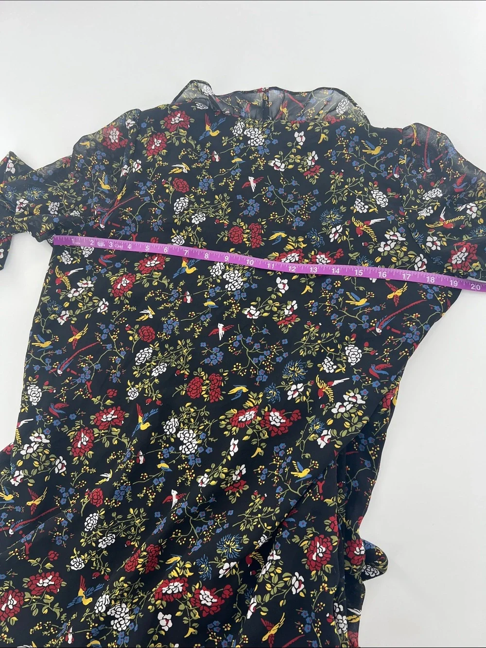 Madewell Hummingbird Floral True Wrap Dress Sheer Sleeve whimsical XS NWT